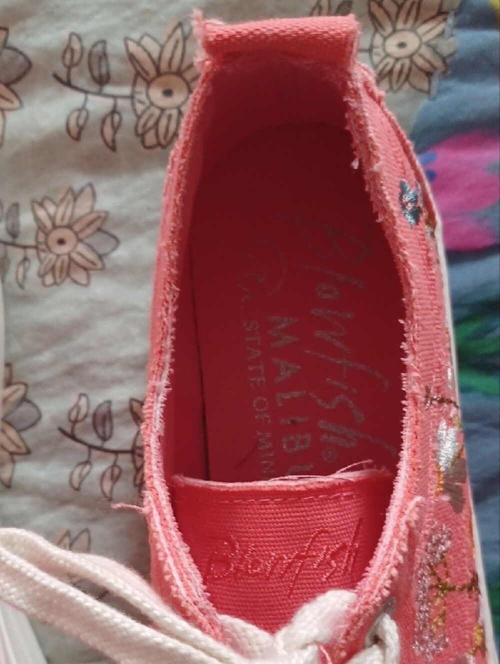 Blowfish Coral Pink Embroidered Platform Sneakers - Picture 2 of 5